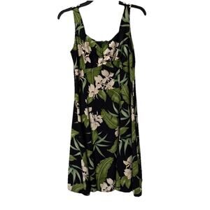 Two Palms Women's Orchid Black Sleeveless Hawaiian Dress Size Small USA